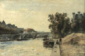 Blick Auf Die Seine In Paris by Stanislas Lepine
