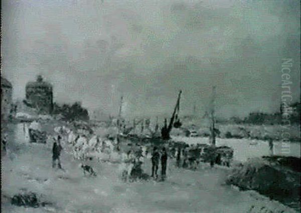 Unloading On The Seine Embankment - view 1