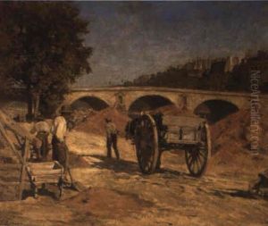 Ouvriers Au Bord De La Seine, Paris by Stanislas Lepine