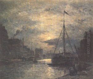 Le Canal Au Clair De Lune by Stanislas Lepine
