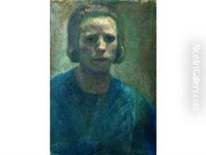 Autoportrait A La Tunique Bleue by France Leplat