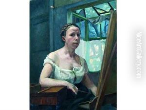 Autoportrait Au Chevalet by France Leplat
