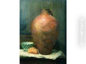 Nature Morte A La Cruche, Au Bol Et A La Miche De Pain by France Leplat