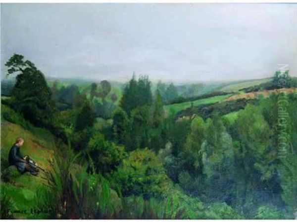 Paysage. Bretonne Et Son Chien - view 1
