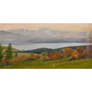 Neuenburgersee Mit Blick Auf Den Mont Blanc by Charles L'Eplattenier