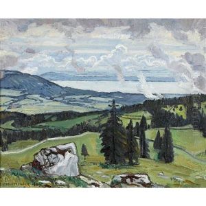 Val De Travers Et Lac De Neuchatel by Charles L'Eplattenier