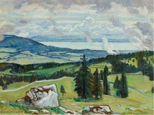 Blick Auf Den Neuenburgersee Mit Val De Travers by Charles L'Eplattenier