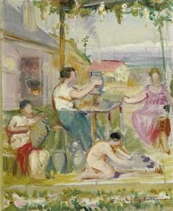 Etude Avec Fileuse Et Ceramiste by Charles L'Eplattenier