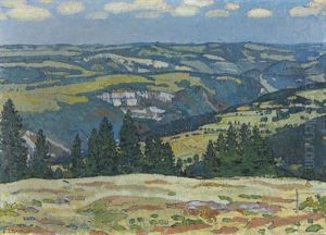 Sommerliche Juralandschaft Mit Dem Creux-du-van by Charles L'Eplattenier