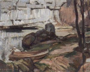 Barque Au Bord Du Doubs by Charles L'Eplattenier