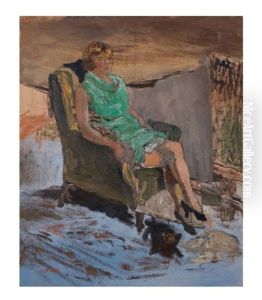 Femme A La Robe Verte by Marcel Leprin