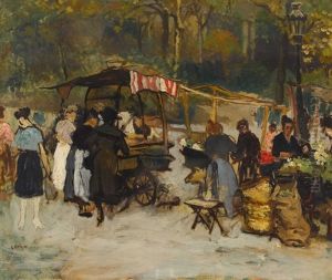 Marche Aux Fleurs by Marcel Leprin