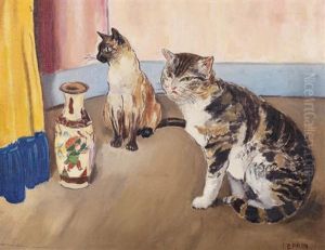Les Chats Au Vase Chinois by Marcel Leprin