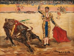 Scene De Tauromachie by Marcel Leprin