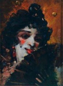 Jeune Femme A L'eventail by Marcel Leprin