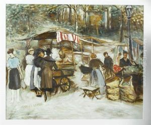 Strassenszene Mit Marktfrauen by Marcel Leprin