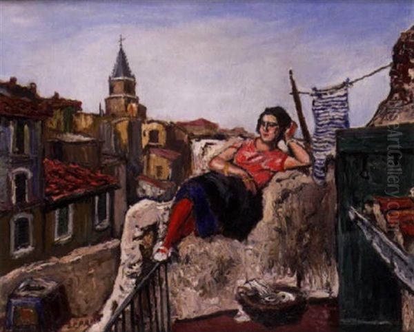 Fille De Petite Vertu Sur Une Terrasse Du Quartier Du Panier A Marseille - view 1