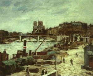 Paris, La Seine Et Notre-dame by Marcel Leprin