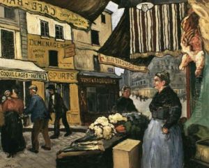 Marchande Des Quatre Saisons, Rue Mouffetard A Paris by Marcel Leprin