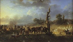 Halte De Hussards by Auguste-Xavier Leprince