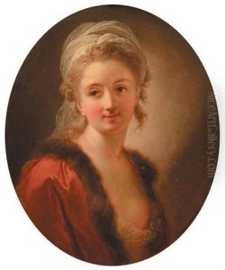 Portrait De Jeune Femme En Manteau Rouge A Col De Fourure La Poitrine Decouverte Portrait De Jeune Femme En Manteau Rouge A Col De Fourure La Poitrine Decouverte