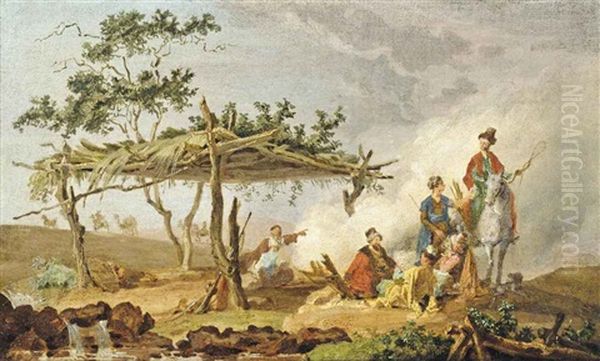 A Russian Encampment With A Figure On Horseback And Others Around A Fire - view 1