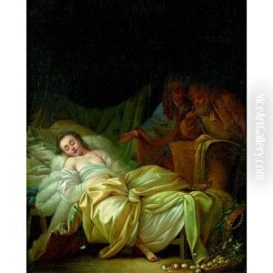 Jeune Fille Endormie Surprise Par Un Couple by Jean-Baptiste Leprince