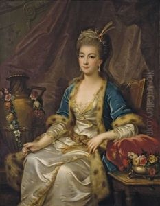 Portrait D'une Femme Assise Vetue A La Russe
