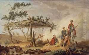 Scene De Campement Russe by Jean-Baptiste Leprince