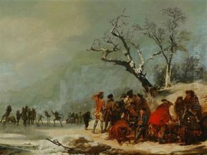 Skaters On A Frozen Lake by Jean-Baptiste Leprince