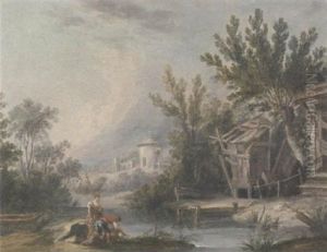 Anglers At A Stream by Jean-Baptiste Leprince