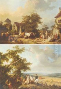 Une Femme Au Declin Du Jour (+ Une Moisson, A L'instant Du Repas Des Moissonneurs; Pair) by Jean-Baptiste Leprince