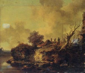 A River Landscape With Sportsman Shooting At A Popinjay On The Bank