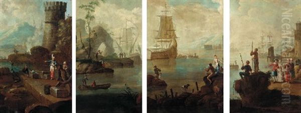 Mediterranean Coastal Scenes With Turks And Europeans - view 1