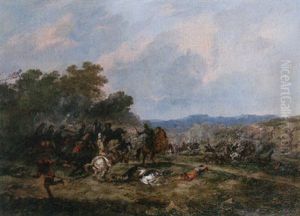 A Cavalry Skirmish by Jean-Baptiste Leprince