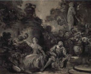 Le Jaloux- Lovers In A Garden by Jean-Baptiste Leprince