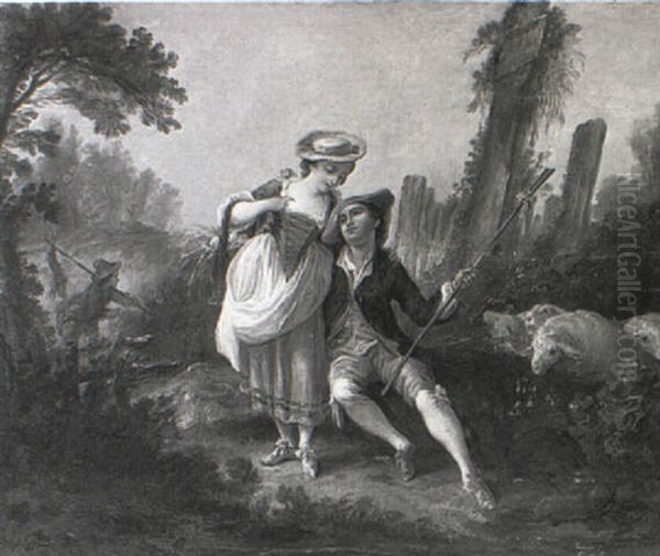 A Shepherd And His Companion Watching Their Flock - view 1