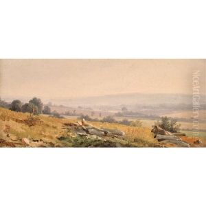 A View Of The Countryside At Connerre Near Le Mans by Robert Leopold Leprince