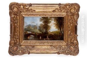 Paysage De Riviere Avec Bergers; Vue Imaginaire De Tivoli (2 Works) Paysage De Riviere Avec Bergers; Vue Imaginaire De Tivoli (2 Works)