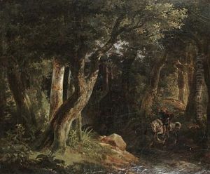 A King Crossing A Woodland Stream A King Crossing A Woodland Stream
