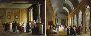 Die Hochzeit. Brautpaar Mit Gesellschaft Im Gotteshaus