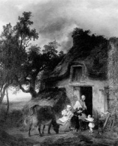 Famille Devant Une Ferme by Robert Leopold Leprince