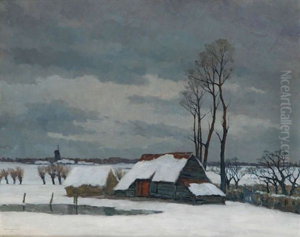 Paysage Hivernal Avec Grange - view 1