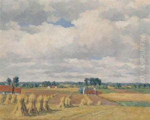 Paysage Estival Avec Tas De Foin