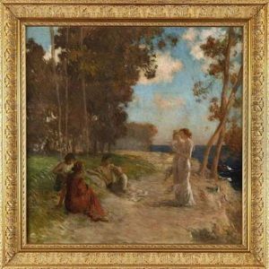 Jeunes Femmes En Bord De Riviere by Henry Lerolle