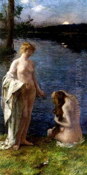Jeunes Femmes Au Bain Au Coucher Du Soleil - view 1