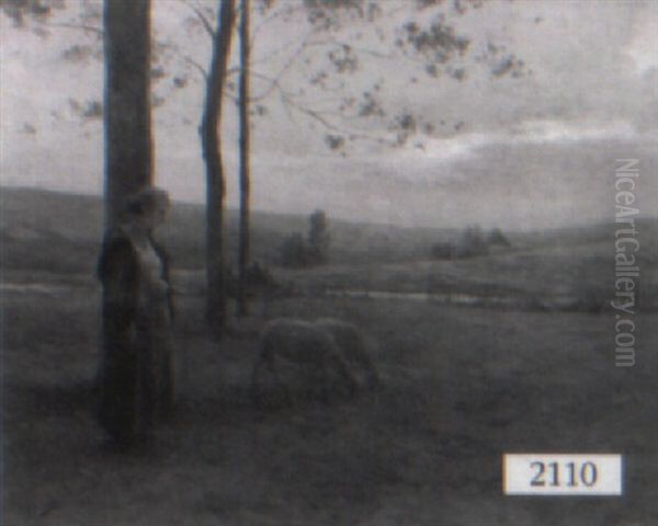 Maiden In A Landscape With Sheep - view 1