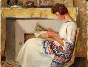 Jeune Fille Lisant by Auguste Leroux