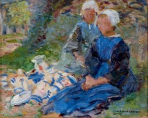 Jeunes Bretonnes Dans L'herbe by Auguste Leroux