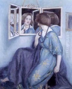 Jeune Elegante Devant Son Miroir Jeune Elegante Devant Son Miroir
